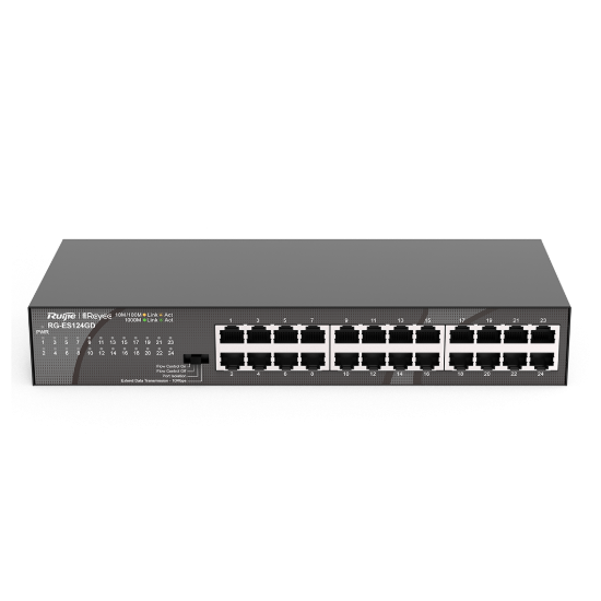 Reyee RG-ES124GD 24 Portlu, 10/100/1000 Gigabit, Tak Çalıştır, Çelik Kasa
