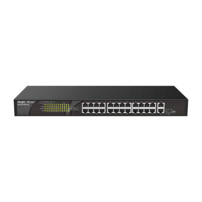 Reyee RG-ES126S-LP 26 Portlu, 10/100 Fast Ethernet, Tak Çalıştır Switch, 1 Gigabit Uplink, 1 Gigabit Combo, 24 Port PoE+ (180W)