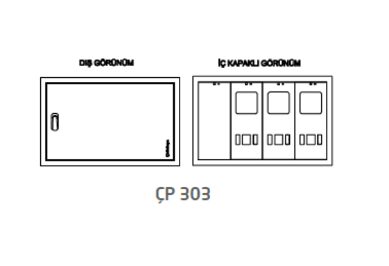 Çetinkaya ÇP 303 Metal Su ve Sayaç Dağıtım Panosu - S.Ü. 3 Modül - Dayanıklı Kutu