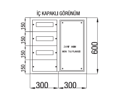 Çetinkaya ÇP 9002 Metal S.Ü. Dağıtım Panosu 60x75x17,5 Sigorta Pako Zayıf Akım