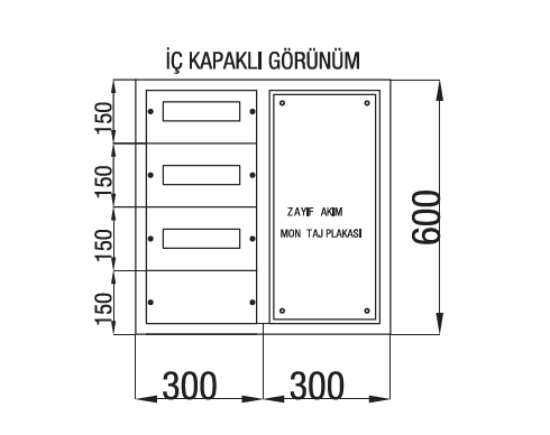 Çetinkaya ÇP 9002 Metal S.Ü. Dağıtım Panosu 60x75x17,5 Sigorta Pako Zayıf Akım